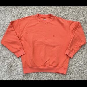 United Colors of Benetton Orange Crewneck Sweatshirt Size Large Minimalist FLAW